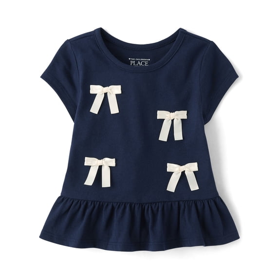 The Children's Place Toddler Girls Short Sleeve Peplum Bow Top, Sizes 12M-5T
