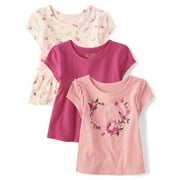 The Children's Place Toddler Girls Short Sleeve Peplum Top, 3-Pack, Sizes 2T-5T