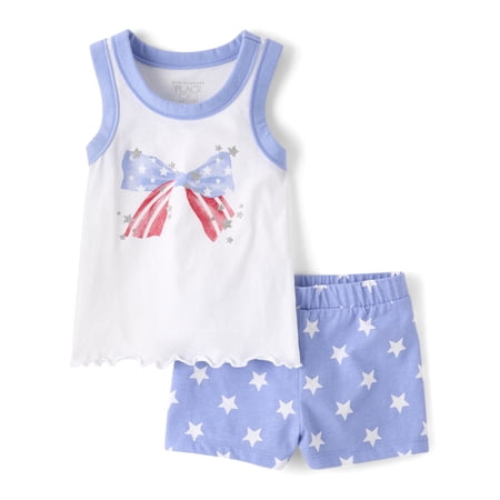 The Children's Place Toddler Girls Sleeveless Americana Outfit Set, 2-Piece, Sizes 12M-5T