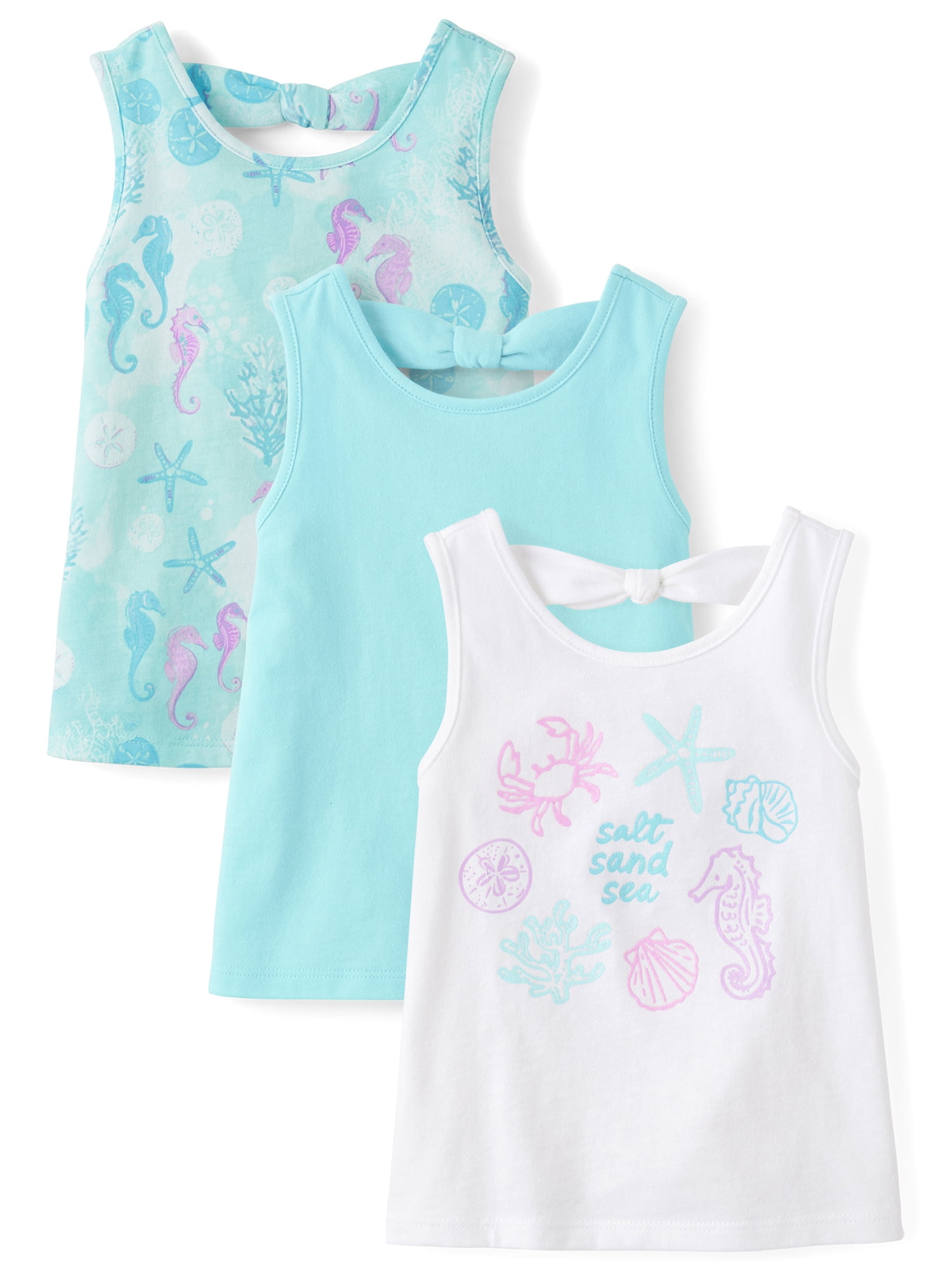 The Children's Place Toddler Girls Sleeveless Bow Back Tank Top, 3-Pack, Sizes 12M-5T