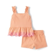 Toddler Girls Sleeveless Eyelet Outfit Set, 2-Piece, Sizes 12M-5T