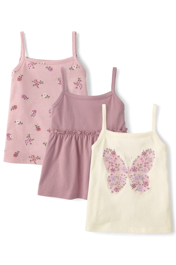 Toddler Girls Sleeveless Glitter Tank Top, 3-Pack, Sizes 12M-5T