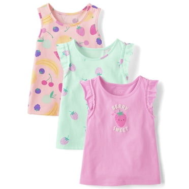 The Children's Place Toddler Girls Sleeveless Puff Print Tank Top, 3-Pack, Sizes 12M-5T