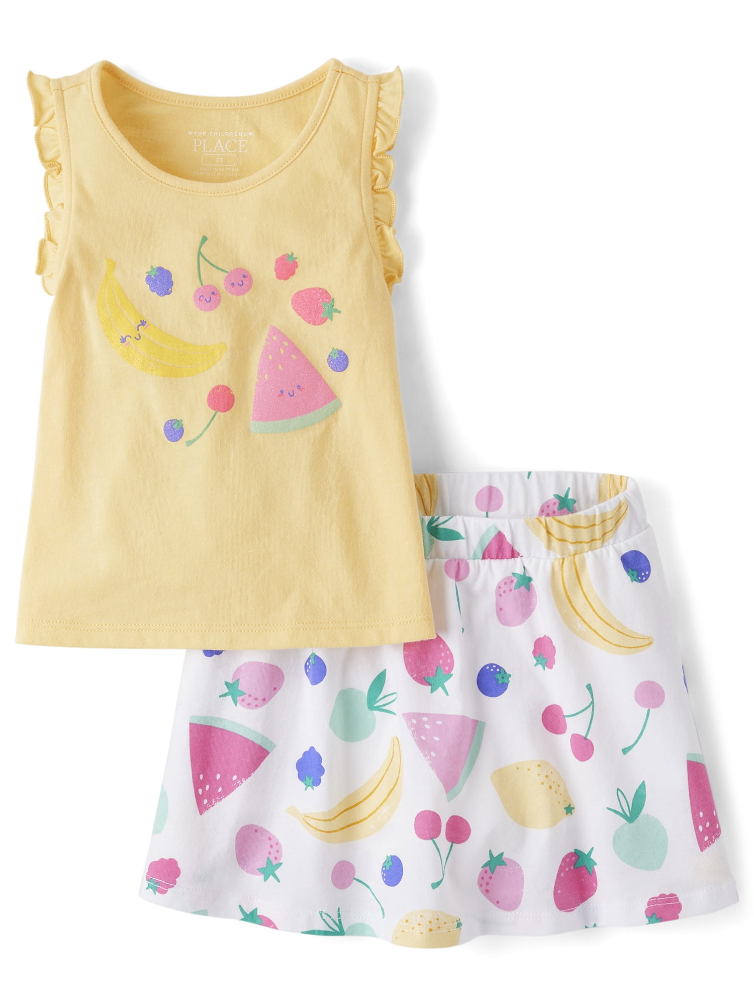 The Children's Place Toddler Girls Sleeveless Ruffle Outfit Set, 2-Piece, Sizes 12M-5T