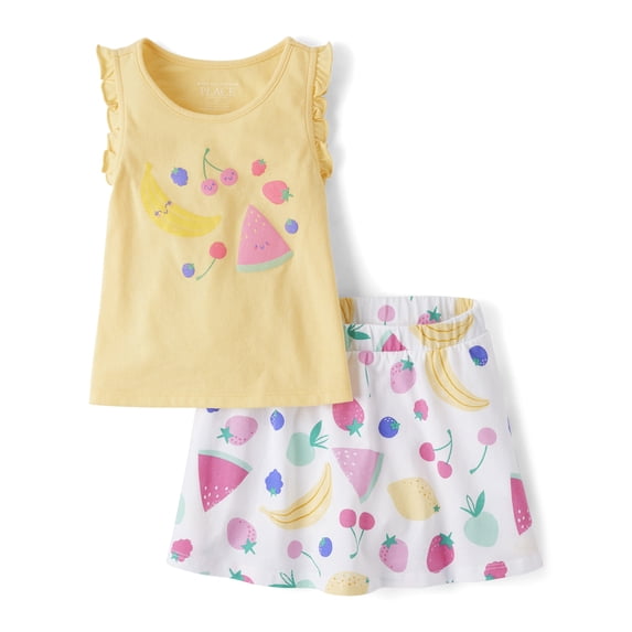 The Children's Place Toddler Girls Sleeveless Ruffle Outfit Set, 2-Piece, Sizes 12M-5T