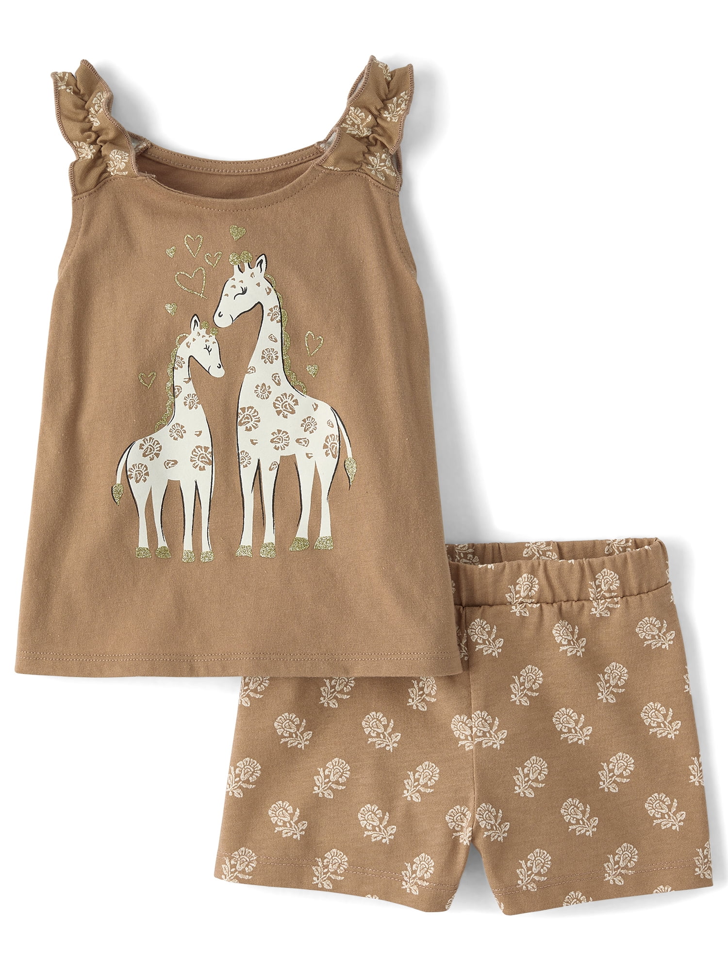 The Children's Place Toddler Girls Sleeveless Ruffle Outfit Set, 2-Piece, Sizes 12M-5T
