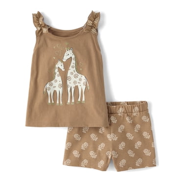 The Children's Place Toddler Girls Sleeveless Ruffle Outfit Set, 2-Piece, Sizes 12M-5T