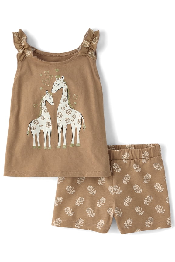 Toddler Girls Sleeveless Ruffle Outfit Set, 2-Piece, Sizes 12M-5T
