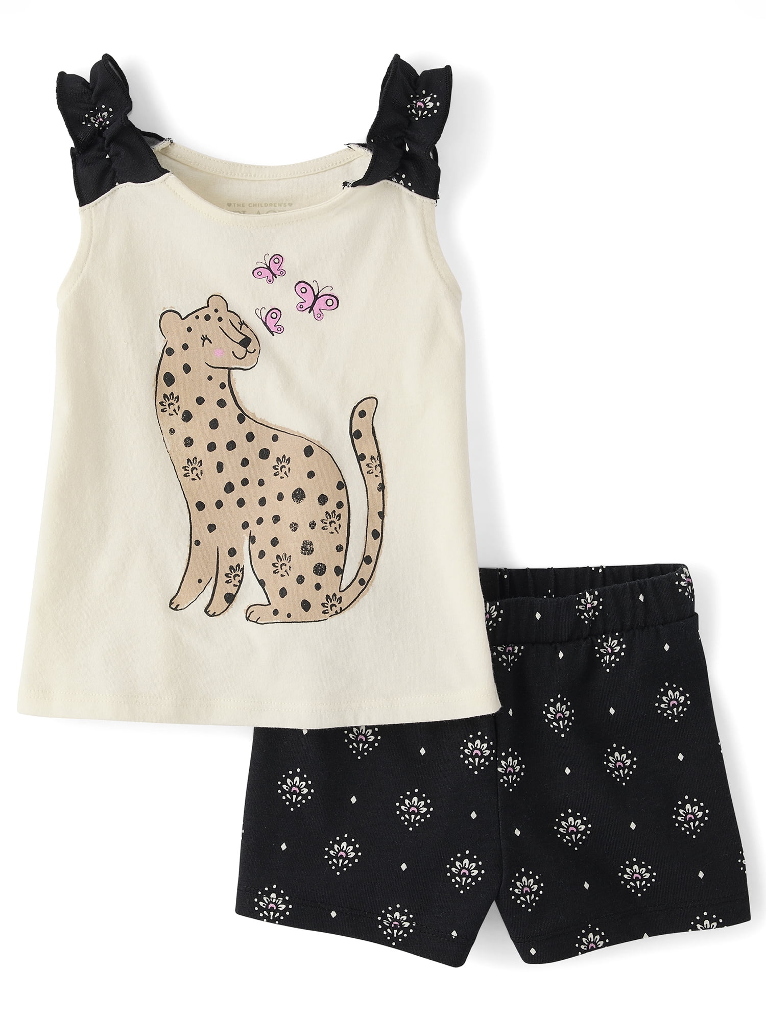 The Children's Place Toddler Girls Sleeveless Ruffle Outfit Set, 2-Piece, Sizes 12M-5T