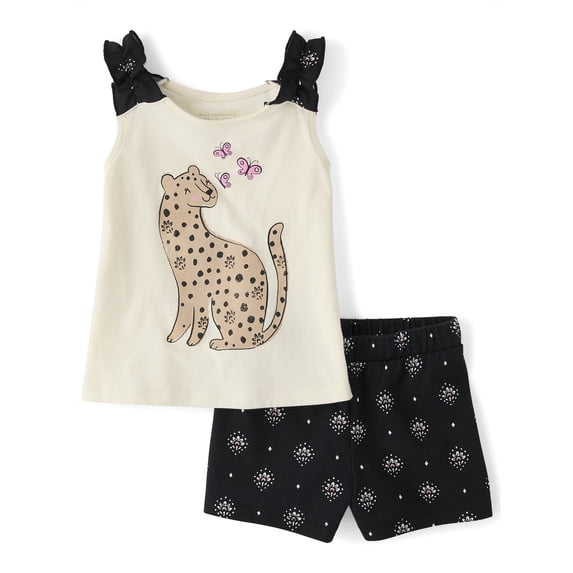 The Children's Place Toddler Girls Sleeveless Ruffle Outfit Set, 2-Piece, Sizes 12M-5T