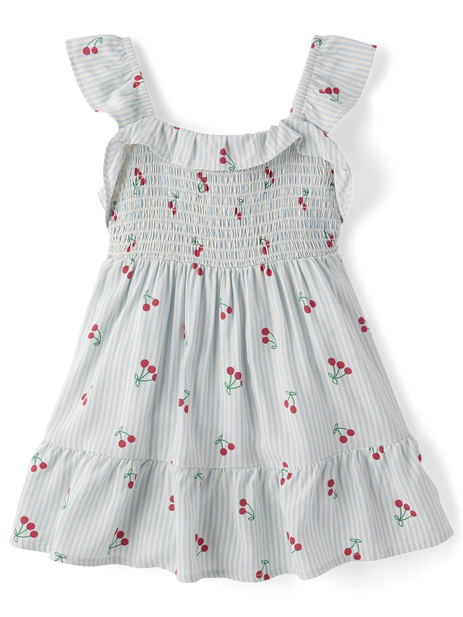 The Children's Place Toddler Girls Striped Cherry Smocked Ruffle Dress, Sizes 12M-5T