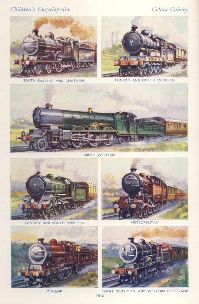 The Childrens Encyclopedia 1930s Trains 6 Canvas Art - Unknown (18 x 24)