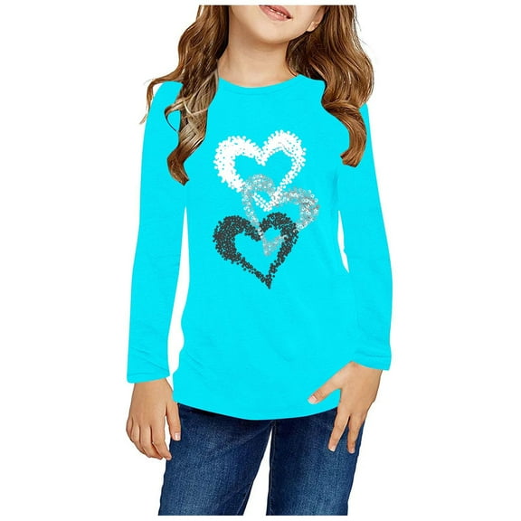 The Childrens Place Girls Long Sleeve Prints Shirts Cute Crewnecks Dressy Casual Blouses Clothes Light Blue 9 Years