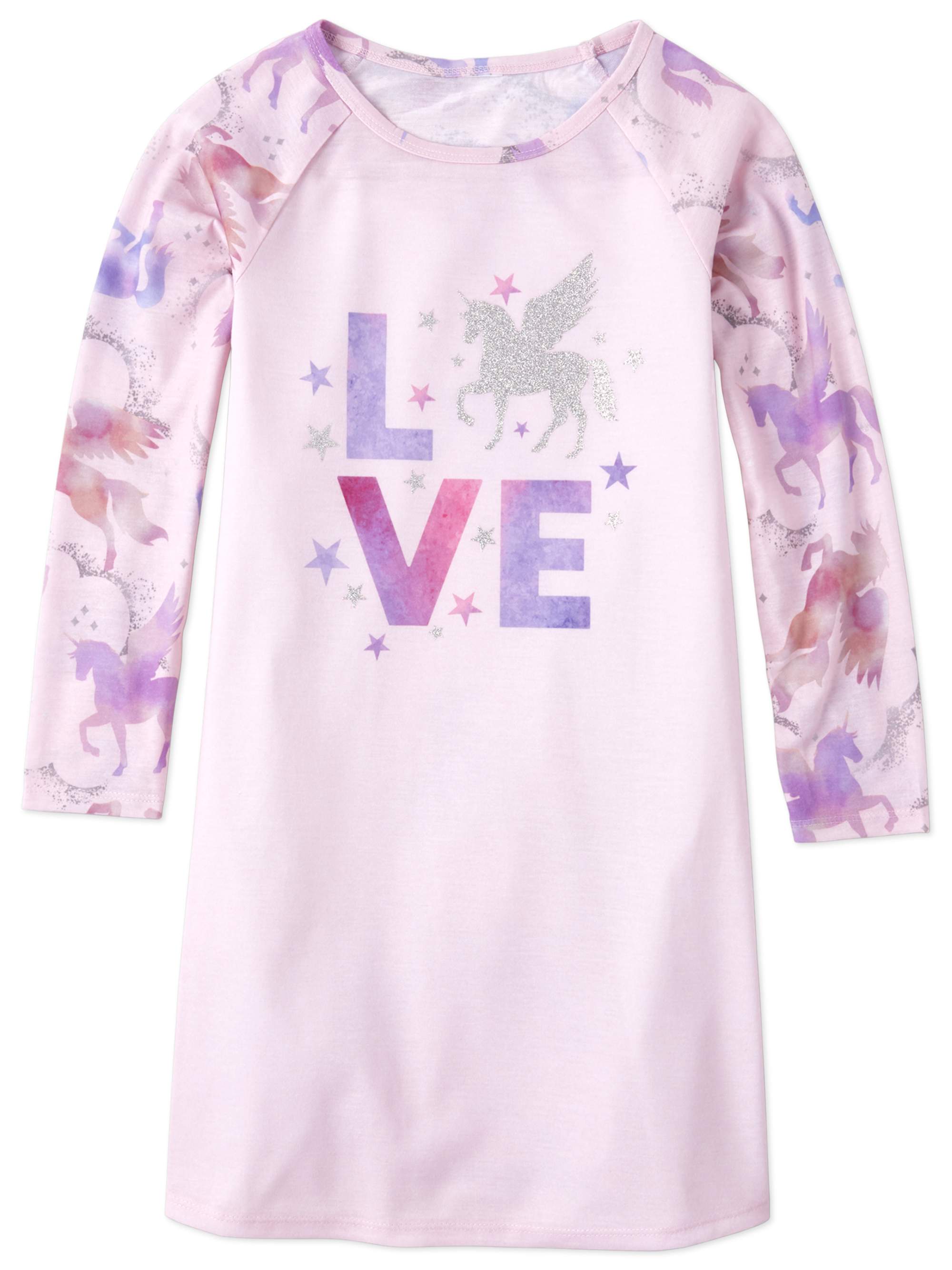 The Childrens Place Girls 'Love' Long Sleeve Unicorn Graphic Pajama Nightgown Sizes 4-16 - image 1 of 1