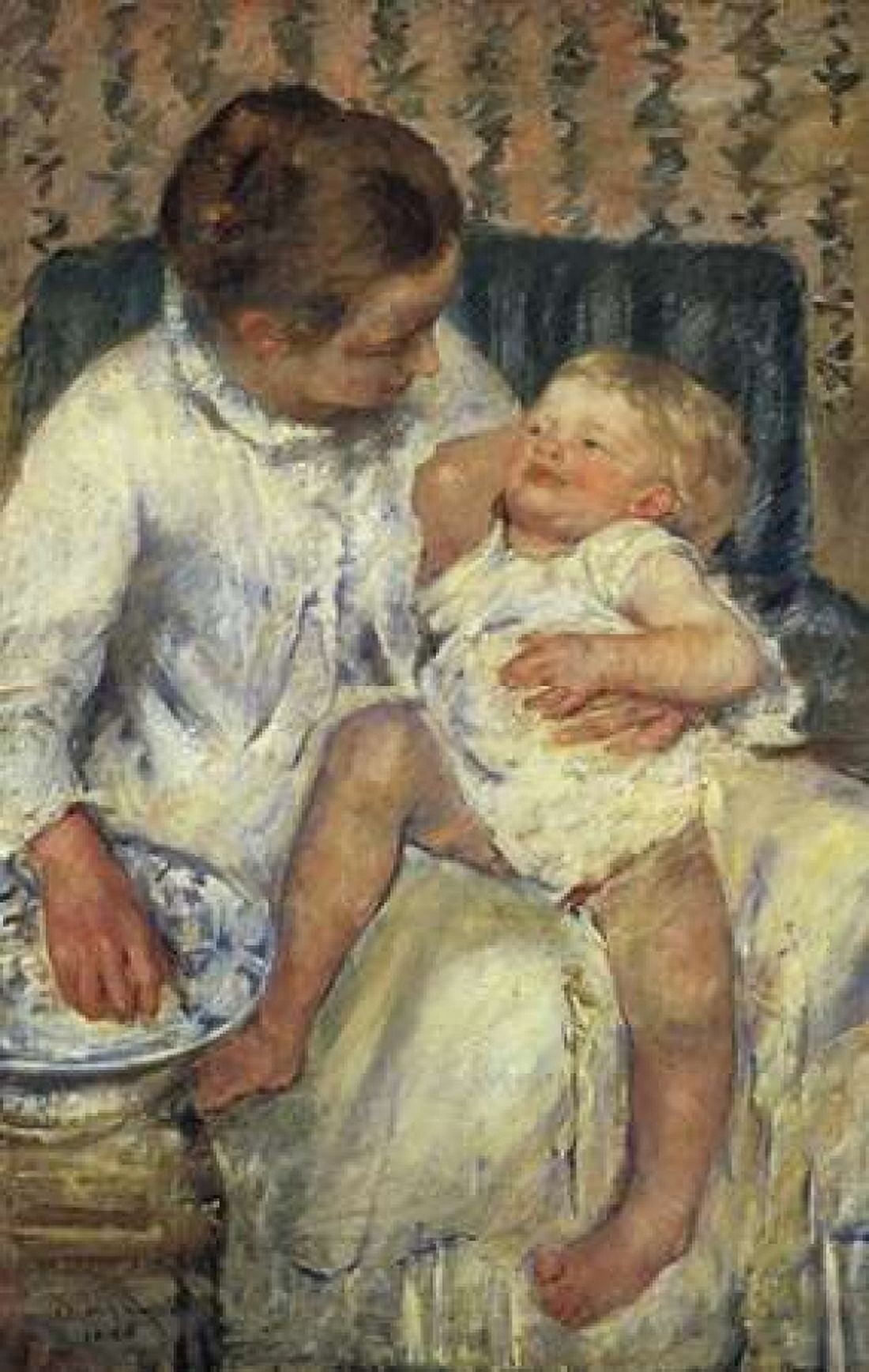 The Childs Bath 1880 Canvas Art - Mary Cassatt (24 x 36)