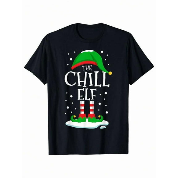 The Chill Elf Christmas Graphic Tee   Soft Cotton Short Sleeve Crew Neck T Shirt For Holiday Parties   Funny Festive Black Tops (S 5XL)