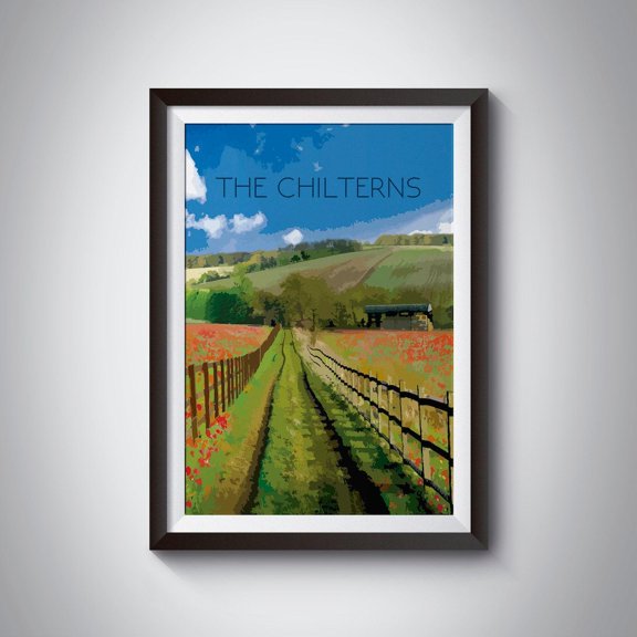 The Chilterns AONB Ridgeway Ivinghoe Beacon Wall Art, Unframed Paper Poster 8x10in