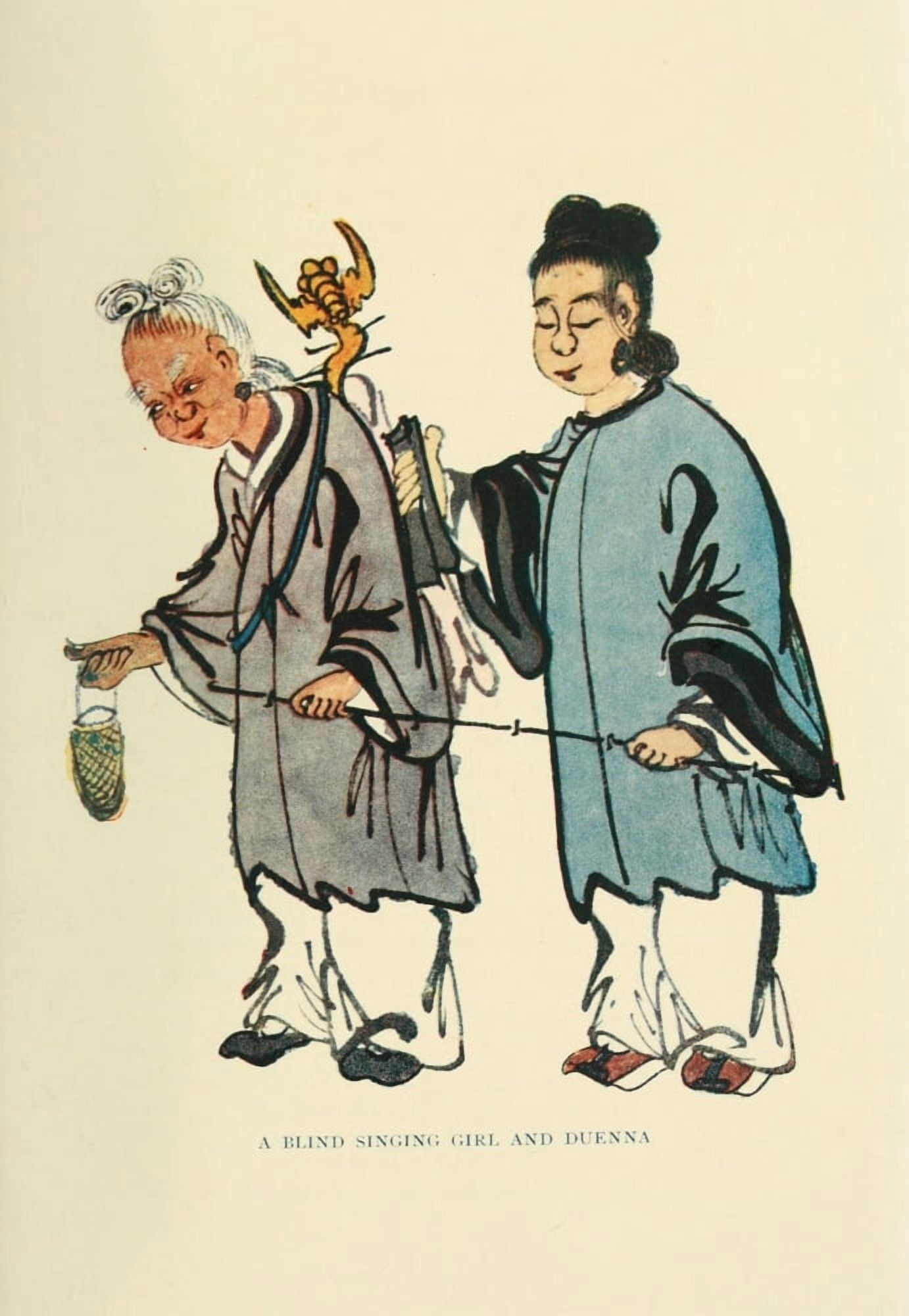 The Chinese at Home 1911 A blind singing girl and duenna Canvas Art - Unknown (18 x 24)