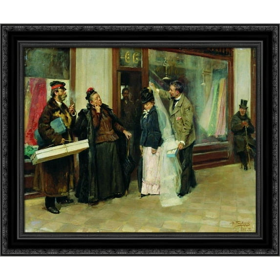 The Choice of Wedding Presents 24x20 Black Ornate Wood Framed Canvas Art by Makovsky, Vladimir