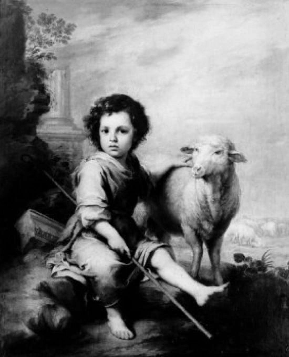 The Christ Child as Shepherd by Bartolome Esteban Murillo Attrib 1617-1682 Canvas Art - (18 x 24)