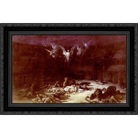 The Christian Martyrs 24x18 Black Ornate Wood Framed Canvas Art by Dore, Gustave