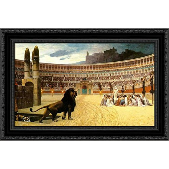 The Christian Martyrs' Last Prayer 24x18 Black Ornate Wood Framed Canvas Art by Gerome, Jean Leon