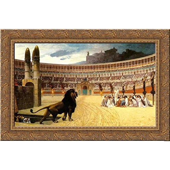 The Christian Martyrs' Last Prayer 24x18 Gold Ornate Wood Framed Canvas Art by Gerome, Jean Leon