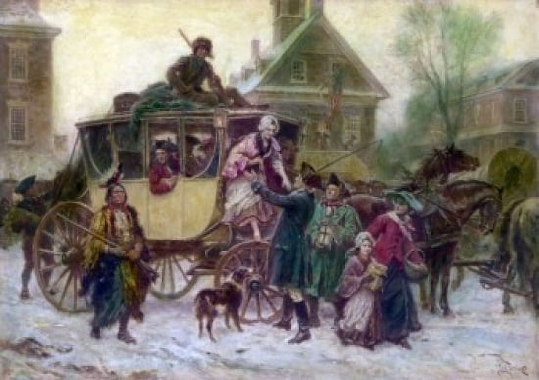 The Christmas Coach 1792 Jean Leon Gerome Ferris (1863-1930 American) Canvas Art - Jean Leon Gerome Ferris (18 x 24)