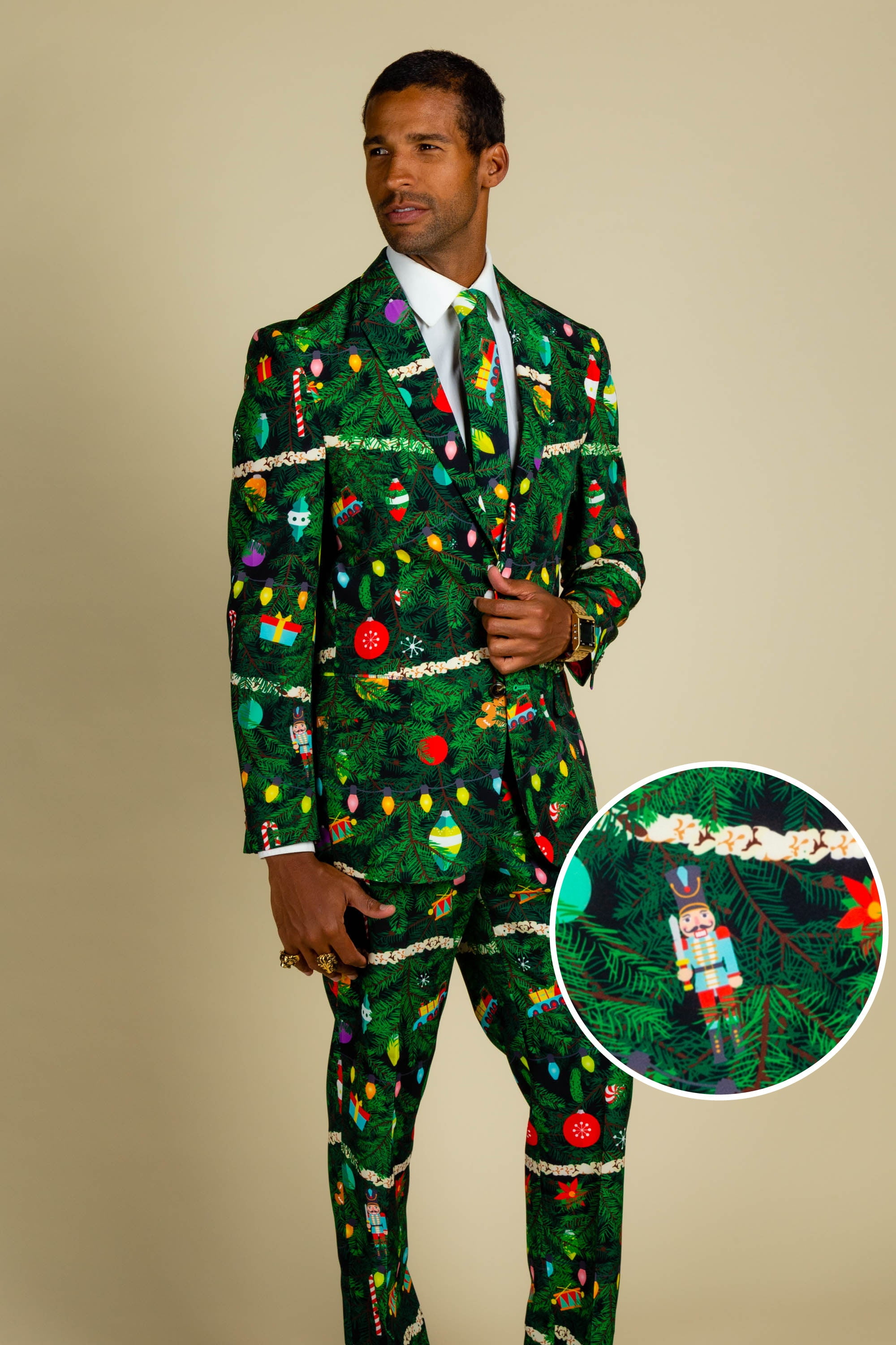 The Christmas Tree Camo Shinesty Mens Christmas Tree Print Suit US