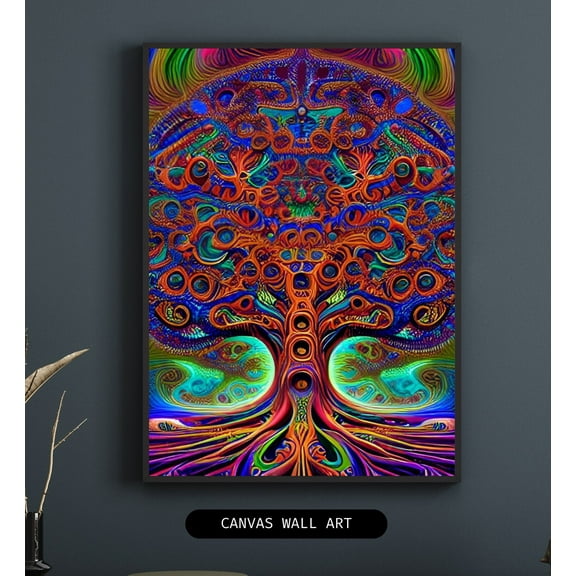 The Chromatic Conifers - Psychedelic Tree Canvas Wall Art