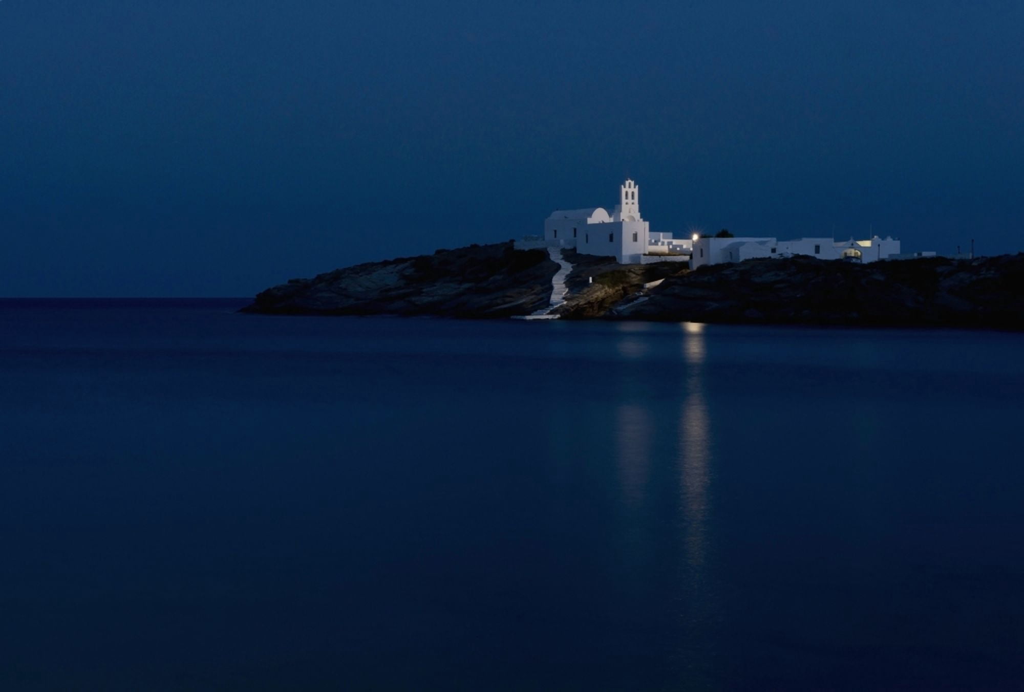 The Chrysopiyi Monsastery in Southeastern Sifnos at dusk Sifnos Cyclades Greek Islands Greece Canvas Art - Ellen Rooney Design Pics (18 x 12)