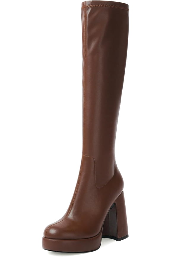 The Chunky heel Boot: Women's Knee-High Platform Boot with a Square Toe & Easy wear