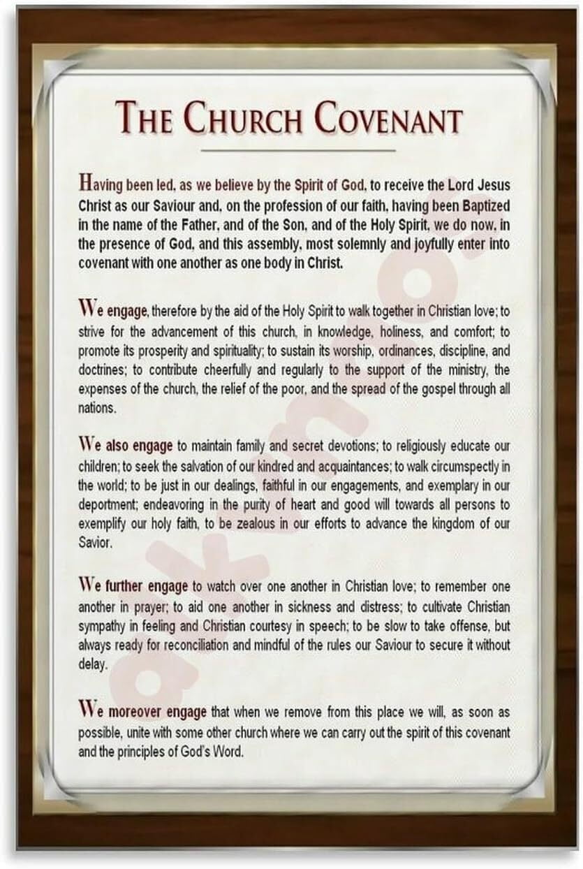 The Church Covenant Poster Church Covenant Wall Chart (5) Canvas ...
