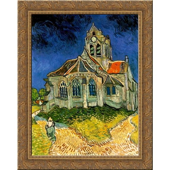 The Church at Auvers 24x20 Gold Ornate Wood Framed Canvas Art by Vincent van Gogh