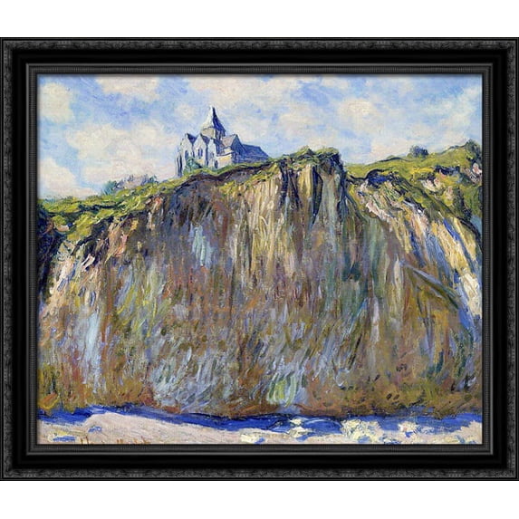The Church at Varengeville 34x28 Large Black Ornate Wood Framed Canvas Art by Claude Monet