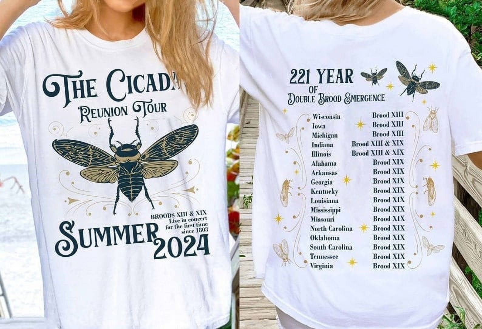 The Cicadas Reunion Tour Summer 2025 Shirt, Double Broods XIII & XIX