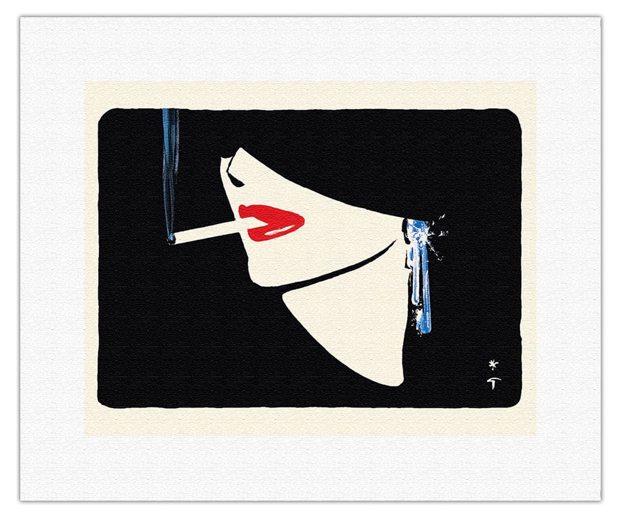 The Cigarette (La Cigarette) - Lady Smoking - Vintage French Advertising  Poster by René Gruau - Master Art Print 10in x 14in