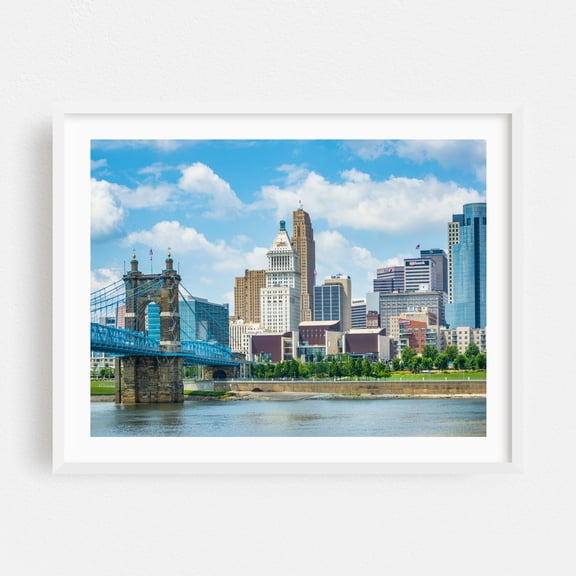 The Cincinnati Skyline - Cincinnati Ohio Photography White Framed Wall Art Print 24 x 36 inches
