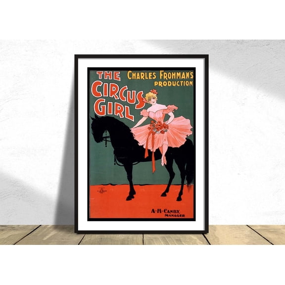 The Circus Girl Charles Frohman Vintage Poster Retro Circus Old Advertising Dancing Horses, Unframed Paper Poster 8x10in