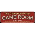 thumbnail image 1 of The Cisneros Family Red Game Room Metal 8x24 Sign 108240038913, 1 of 1