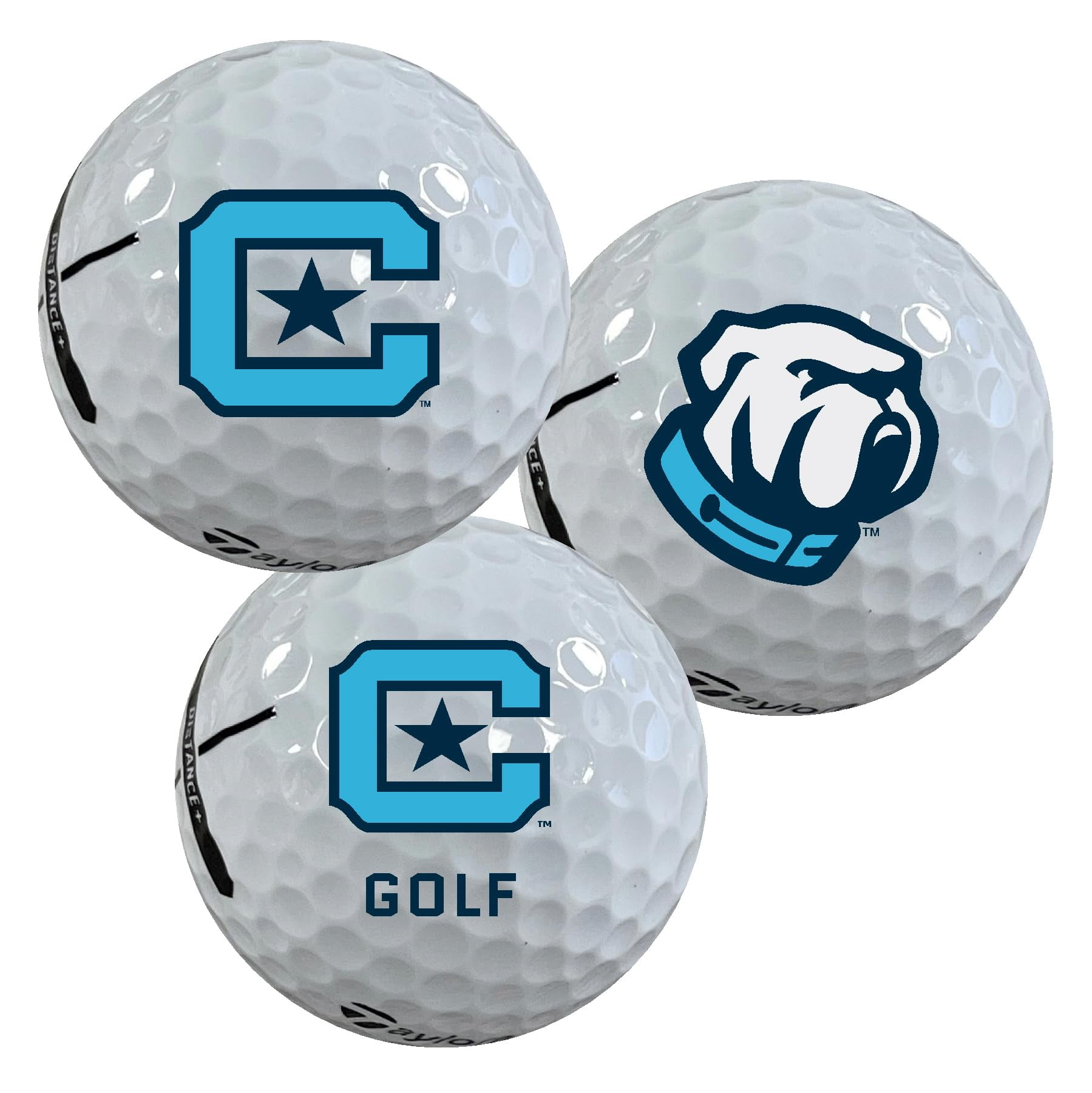 The Citadel Bulldogs Logo Edition Officially Licensed NCAA Taylormade Distance+ Golf Balls 12-Pack (Dozen)