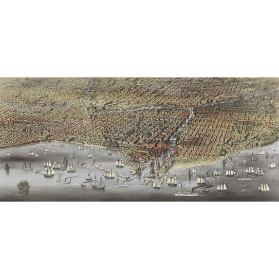 The City Of Chicago In 1874. Three Years After The Great Chicago Fire The Modern City With Brick And Stone Buildings Takes Shape. History (36 x 24)
