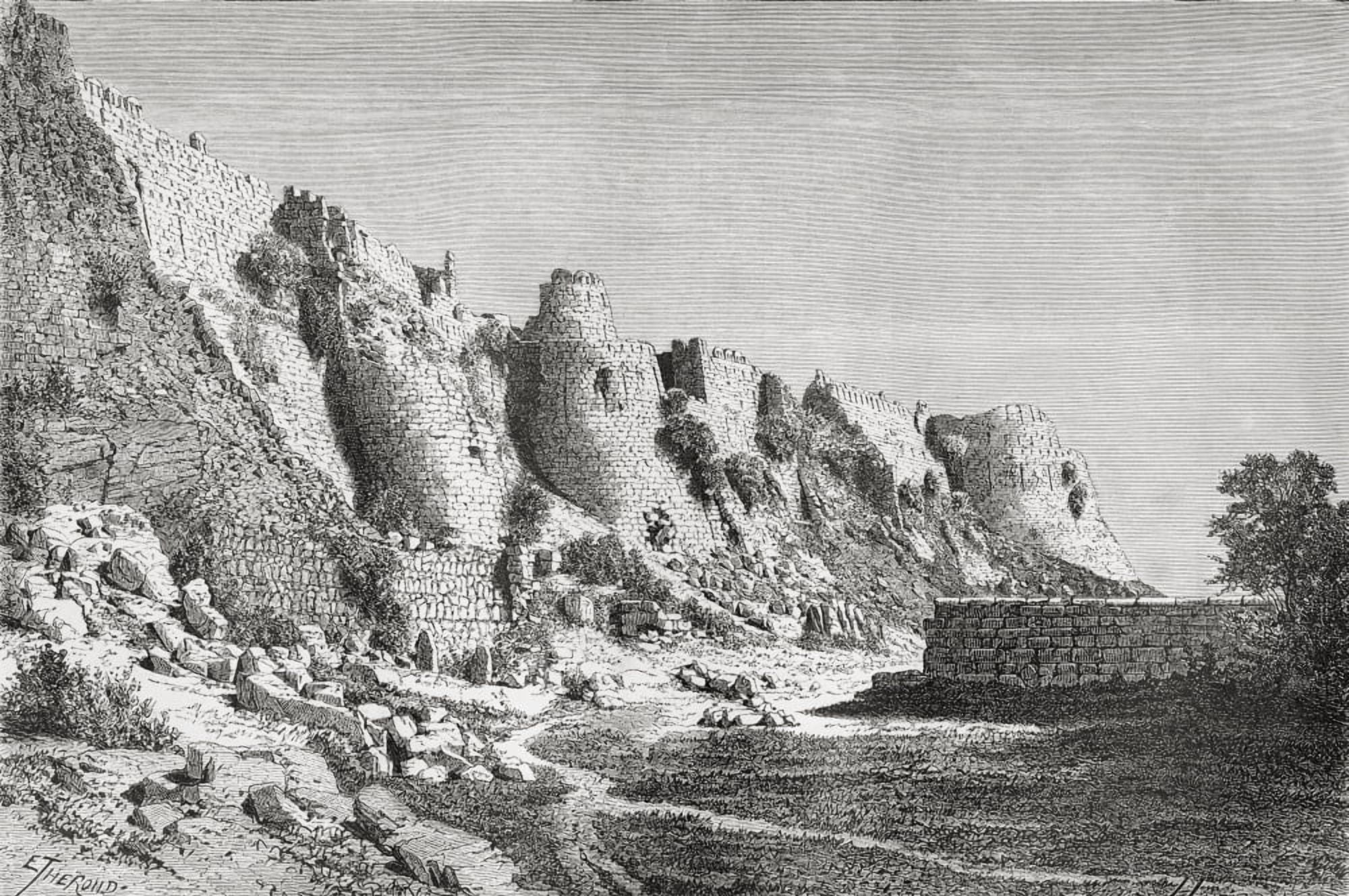 The City Walls Of Tughlakabad Delhi India In The 19Th Century From El Mundo En La Mano Published 1878 Canvas Art - Ken Welsh Design Pics (18 x 11)