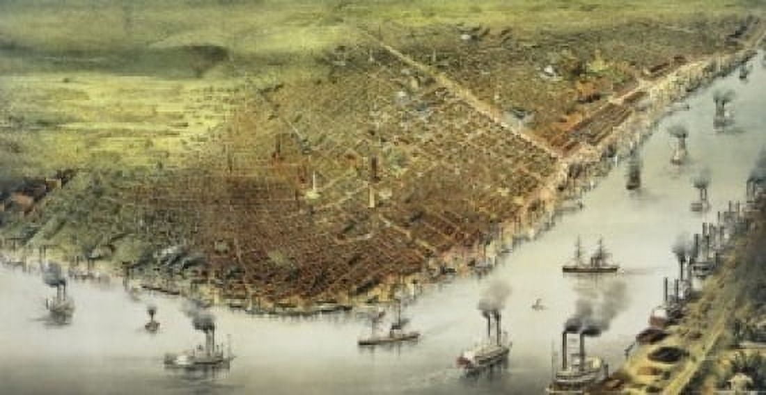 The City of New Orleans  1885  Currier & Ives (Active 1857-1907 American) Canvas Art - Currier & Ives (24 x 36)