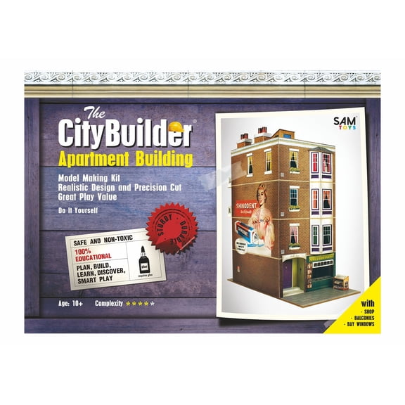 The CityBuilder APARTMENT BUILDING Cardboard Model Making Kit (1:48) O Scale for Model Railways and Cars