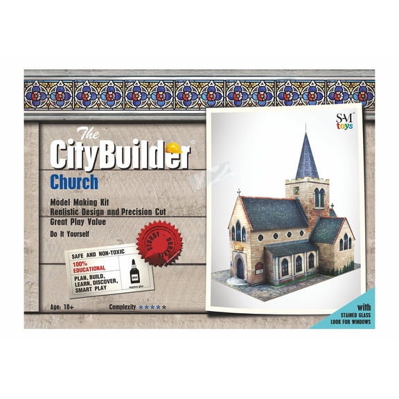 The CityBuilder CHURCH Cardboard Model Making Kit (1:48) O Scale for Model Railroads and Cars