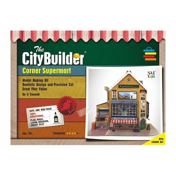 The CityBuilder CORNER SUPERMART Cardboard Model Making Kit (1:48) O scale for Model Railroads and Cars