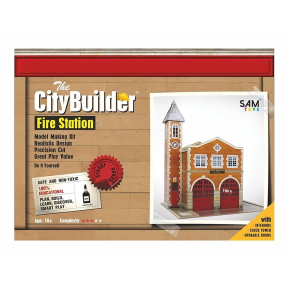 The CityBuilder FIRE STATION Cardboard Model Making Kit (1:48) O scale for Model Railroads and Cars