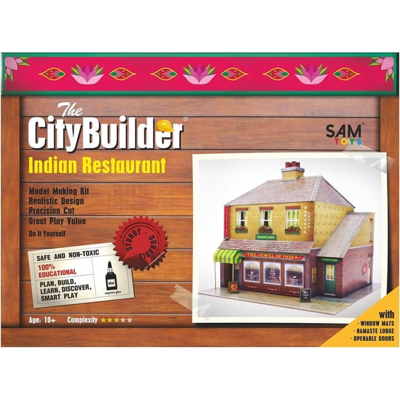 The CityBuilder INDIAN RESTAURANT Cardboard Model Making Kit (1:48) O scale for Model Railroads and Cars