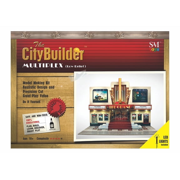 The CityBuilder MULTIPLEX Cinema Low Relief LED Cardboard Model Making Kit (1:48) O Scale for Model Railroads and Cars